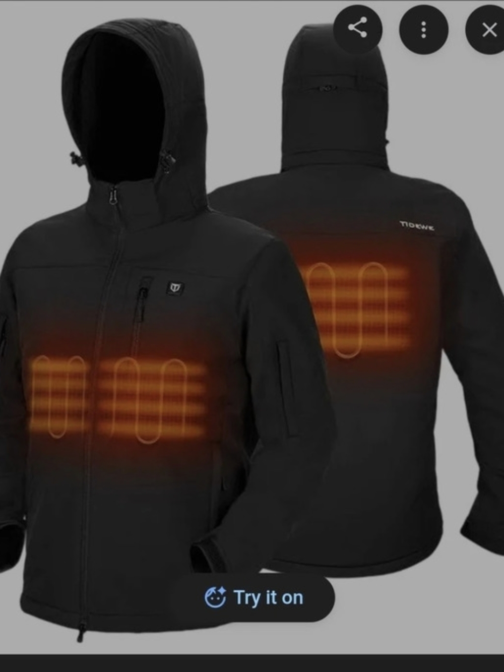 Tidewe Heated Jacket with Battery Pack Black XL